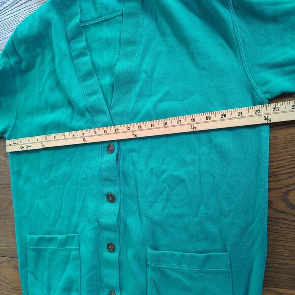 Vintage Elle Macpherson Teal Cardigan Sweater M With Button Front and Pockets - Picture 8 of 15